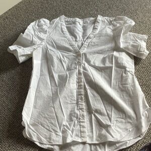 Veronica Beard white puff sleeve blouse cotton Sz 8